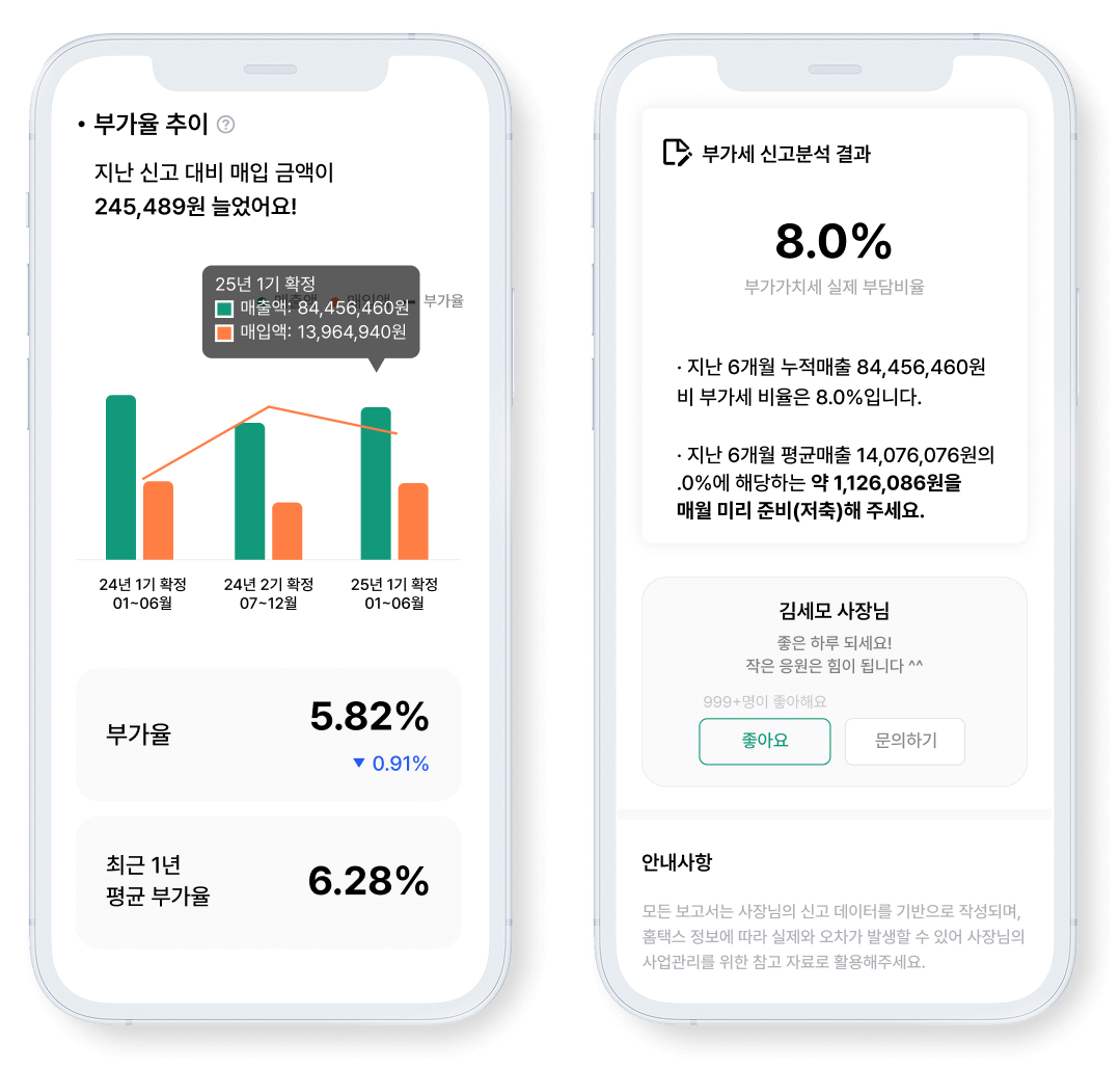 부가세 신고분석 보고서 화면